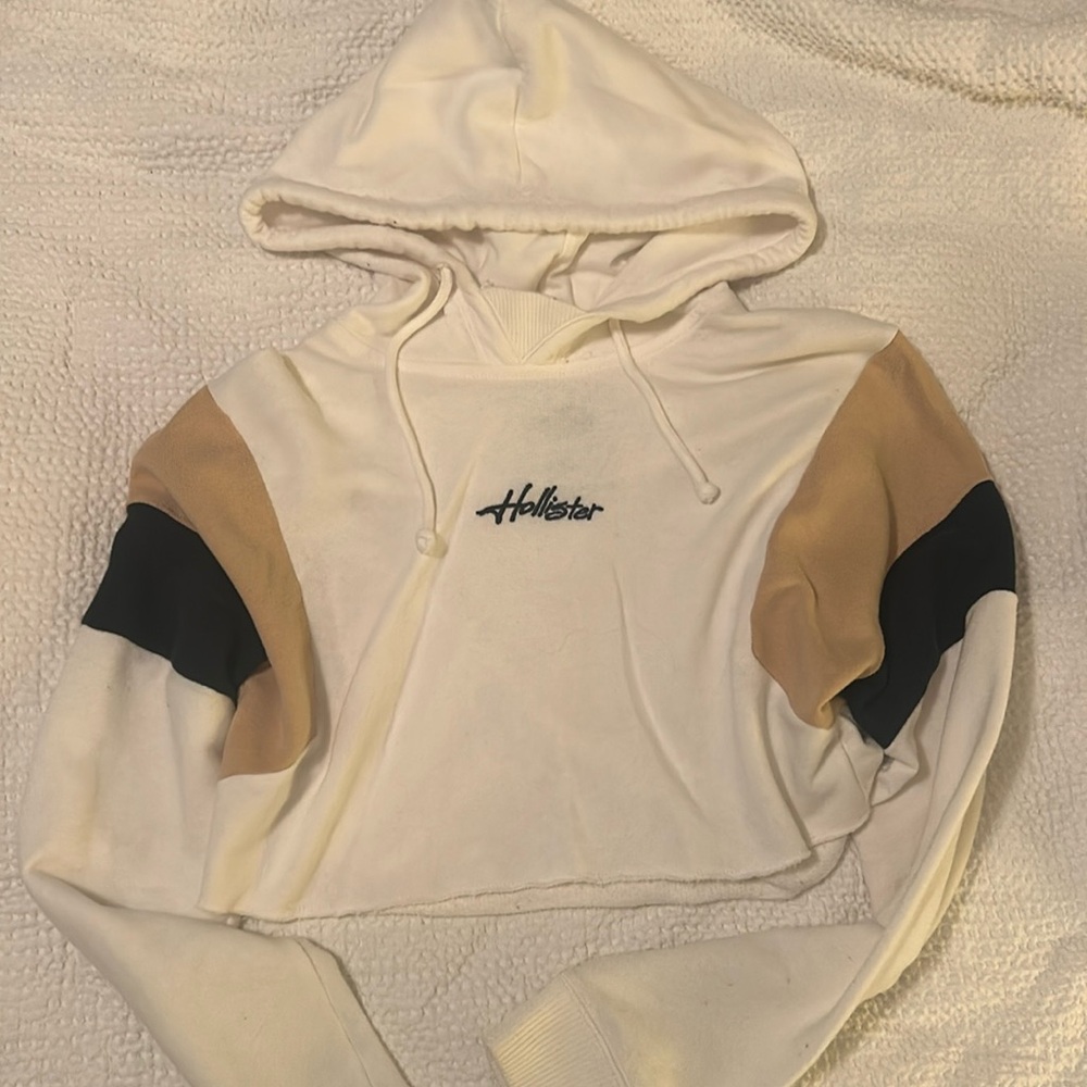 cropped stripe hoodie